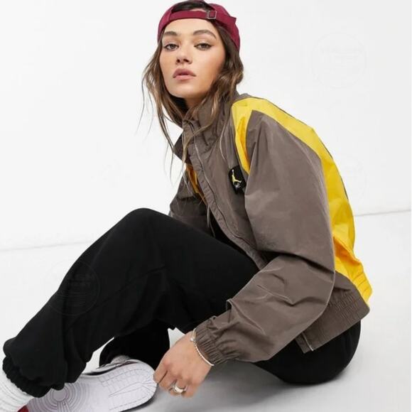 Rare Michael Jordan Flight Colorblock Nylon Track Jacket | Brown Yellow, M - Picture 3 of 10